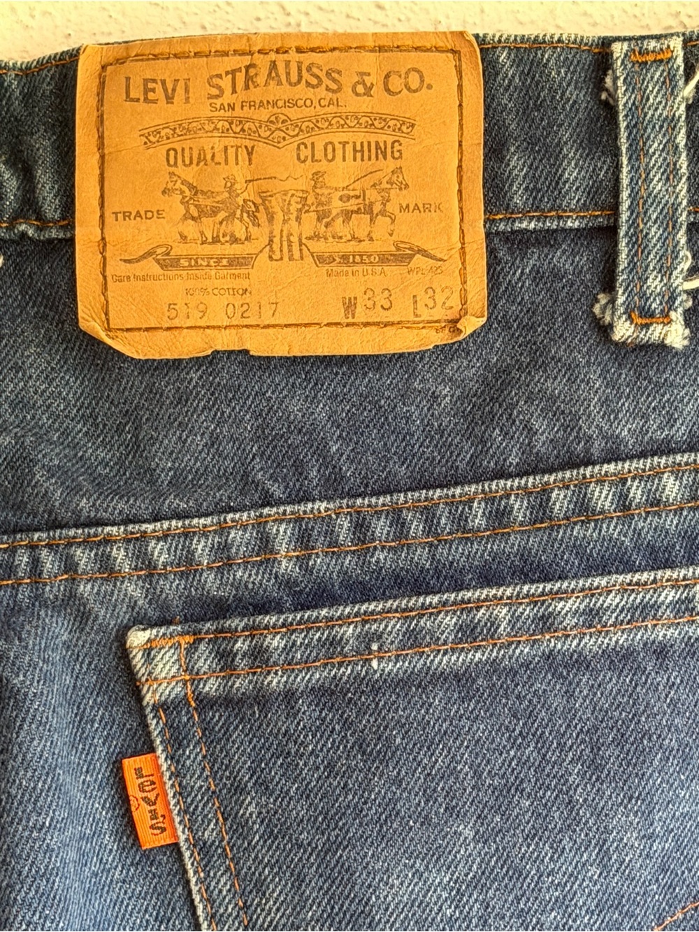 Levi's Blue Straight Jeans with Tan Leather Patch